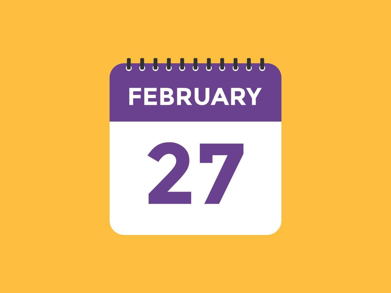 february 27 calendar reminder. 27th february daily calendar icon ...
