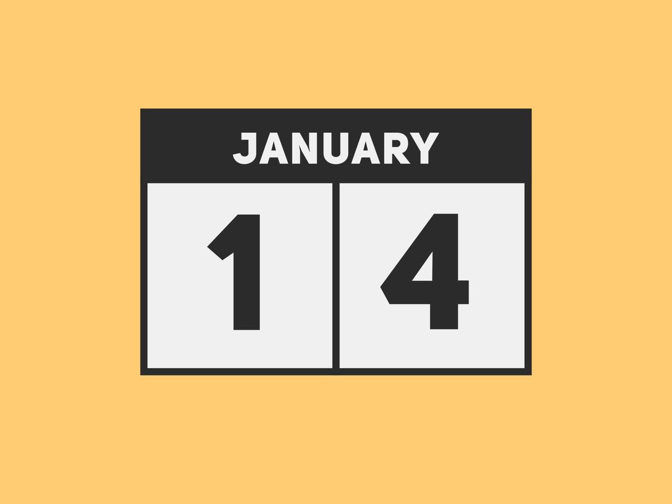 january 14 calendar reminder. 14th january daily calendar icon template. Calendar 14th january icon Design template. Vector illustration