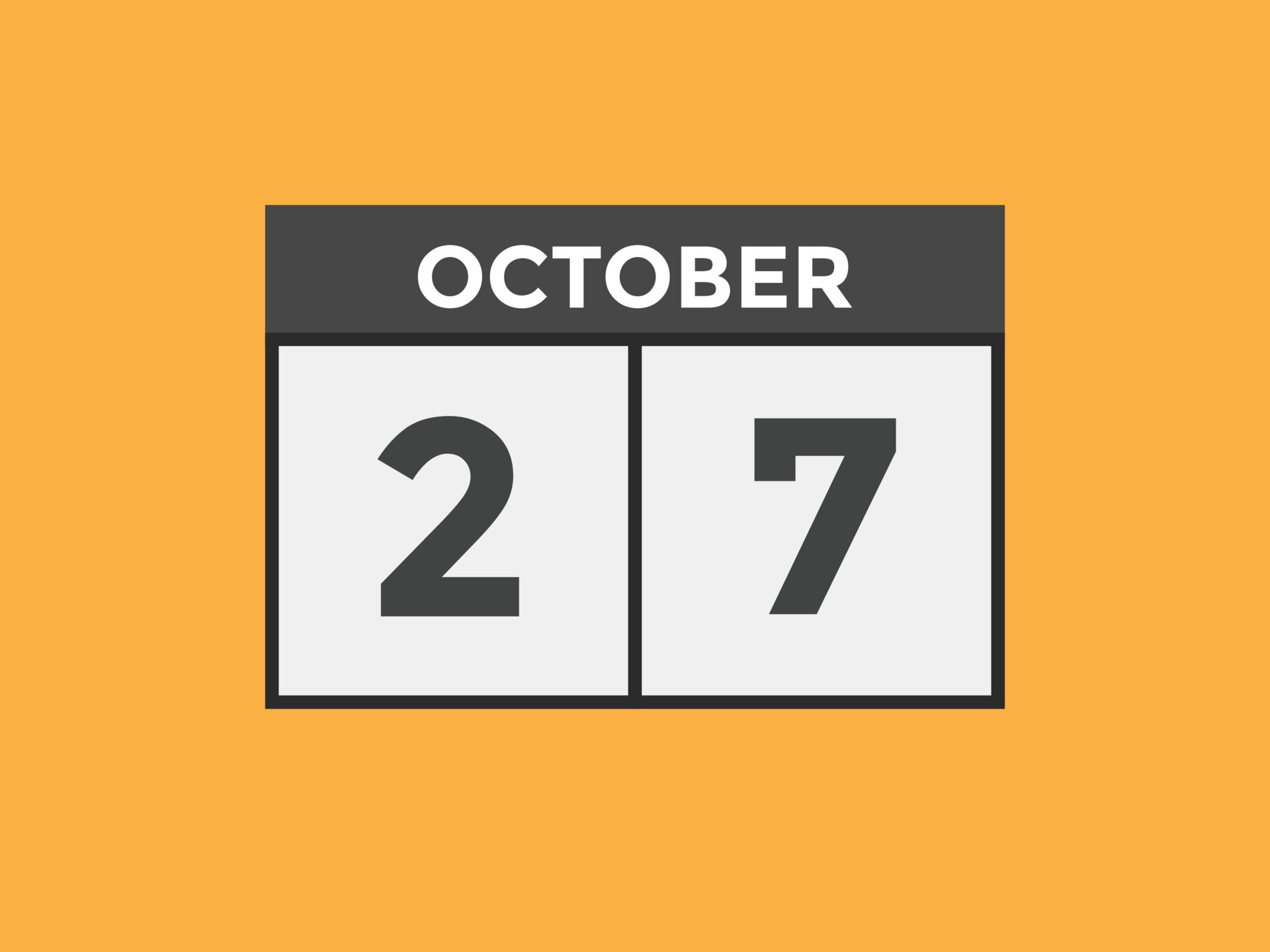 Recordatorio del calendario del 27 de octubre. Plantilla de icono de calendario diario del 27 de
