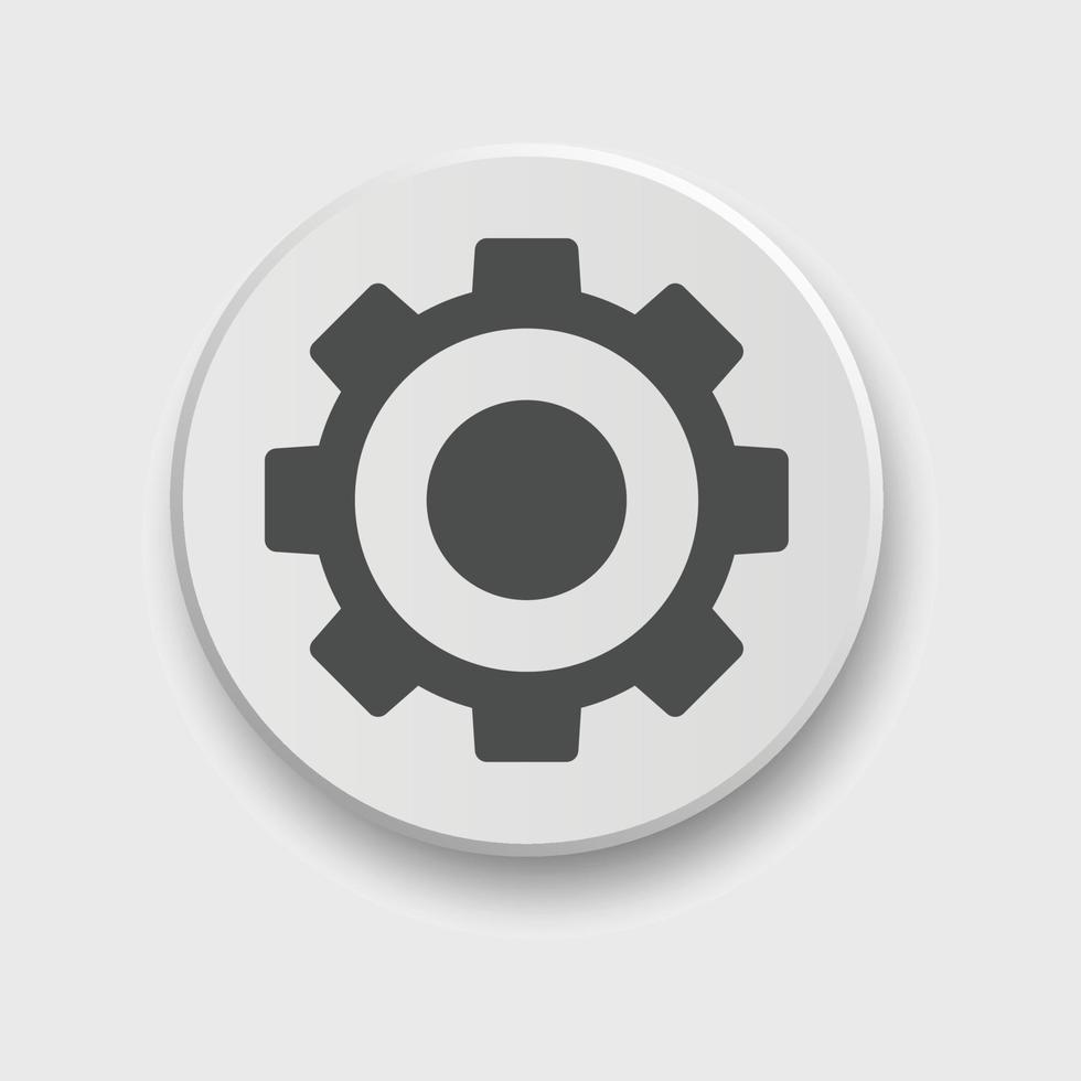 Setting icon for apps or web interface with button. Set of settings, Gear, Cog icon vector with button. Sign flat style setting or gear with button