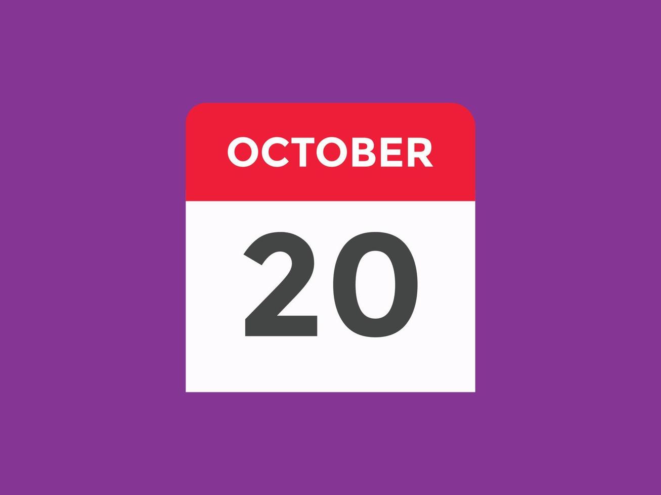 october 20 calendar reminder. 20th october daily calendar icon template.  Calendar 20th october icon Design template. Vector illustration 11055601  Vector Art at Vecteezy