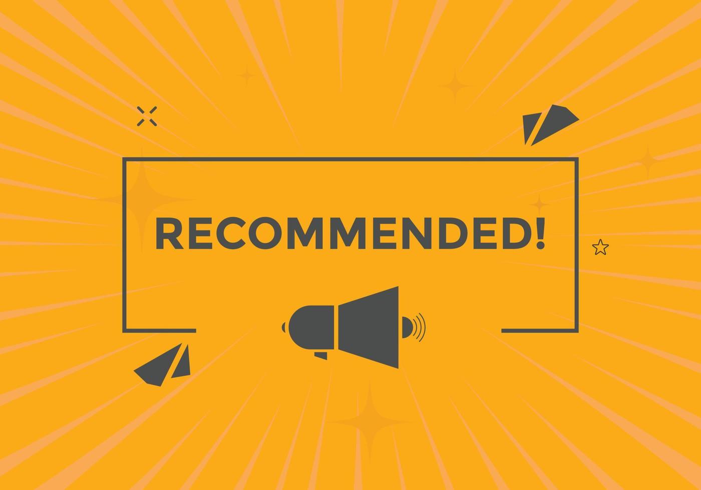 recommended text button. recommended speech bubble. recommended web banner template. vector