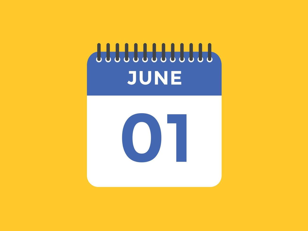 june 1 calendar reminder. 1st june daily calendar icon template. Calendar 1st june icon Design template. Vector illustration