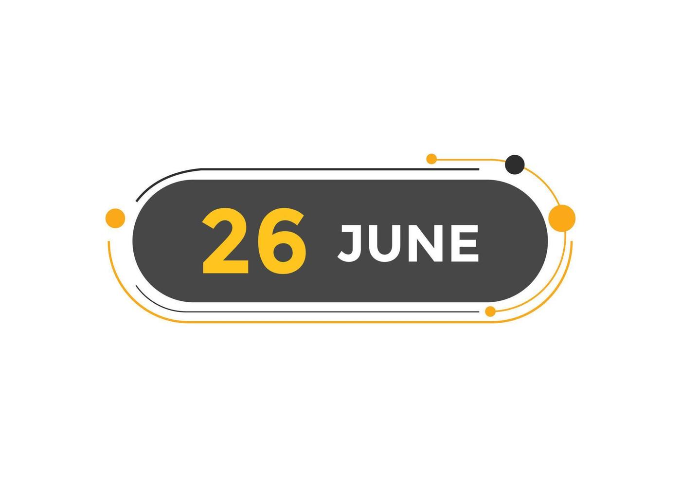 june 26 calendar reminder. 26th june daily calendar icon template. Calendar 26th june icon Design template. Vector illustration