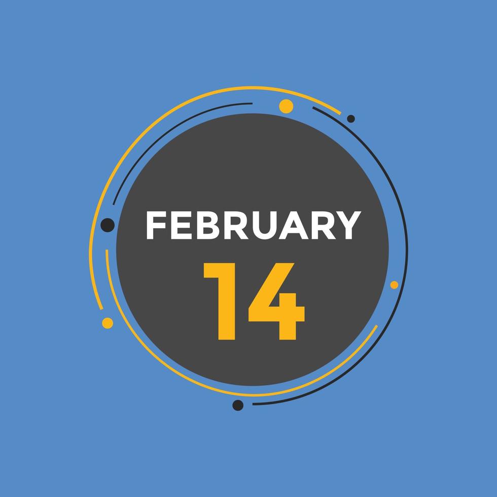 february 14 calendar reminder. 14th february daily calendar icon template. Calendar 14th february icon Design template. Vector illustration