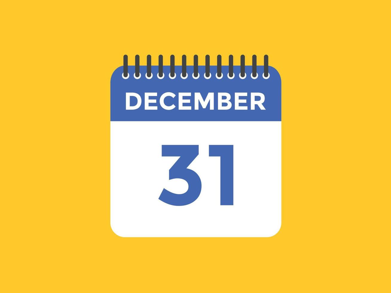 Recordatorio del calendario del 31 de diciembre. Plantilla de icono de calendario diario del 31 de diciembre. plantilla de diseño de icono de calendario 31 de diciembre. ilustración vectorial vector