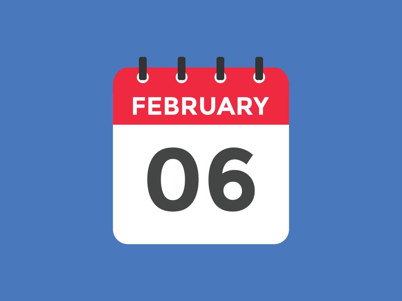 february 6 calendar reminder. 6th february daily calendar icon template. Calendar 6th february icon Design template. Vector illustration