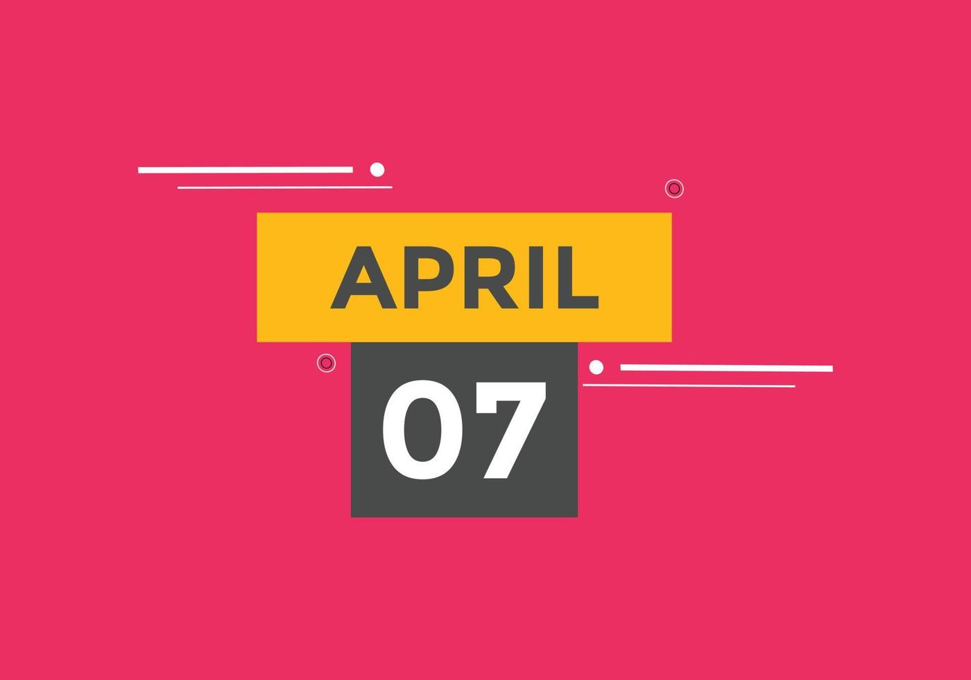 april 7 calendar reminder. 7th april daily calendar icon template. Calendar 7th april icon Design template. Vector illustration