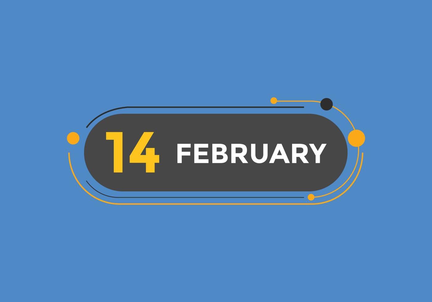 february 14 calendar reminder. 14th february daily calendar icon template. Calendar 14th february icon Design template. Vector illustration