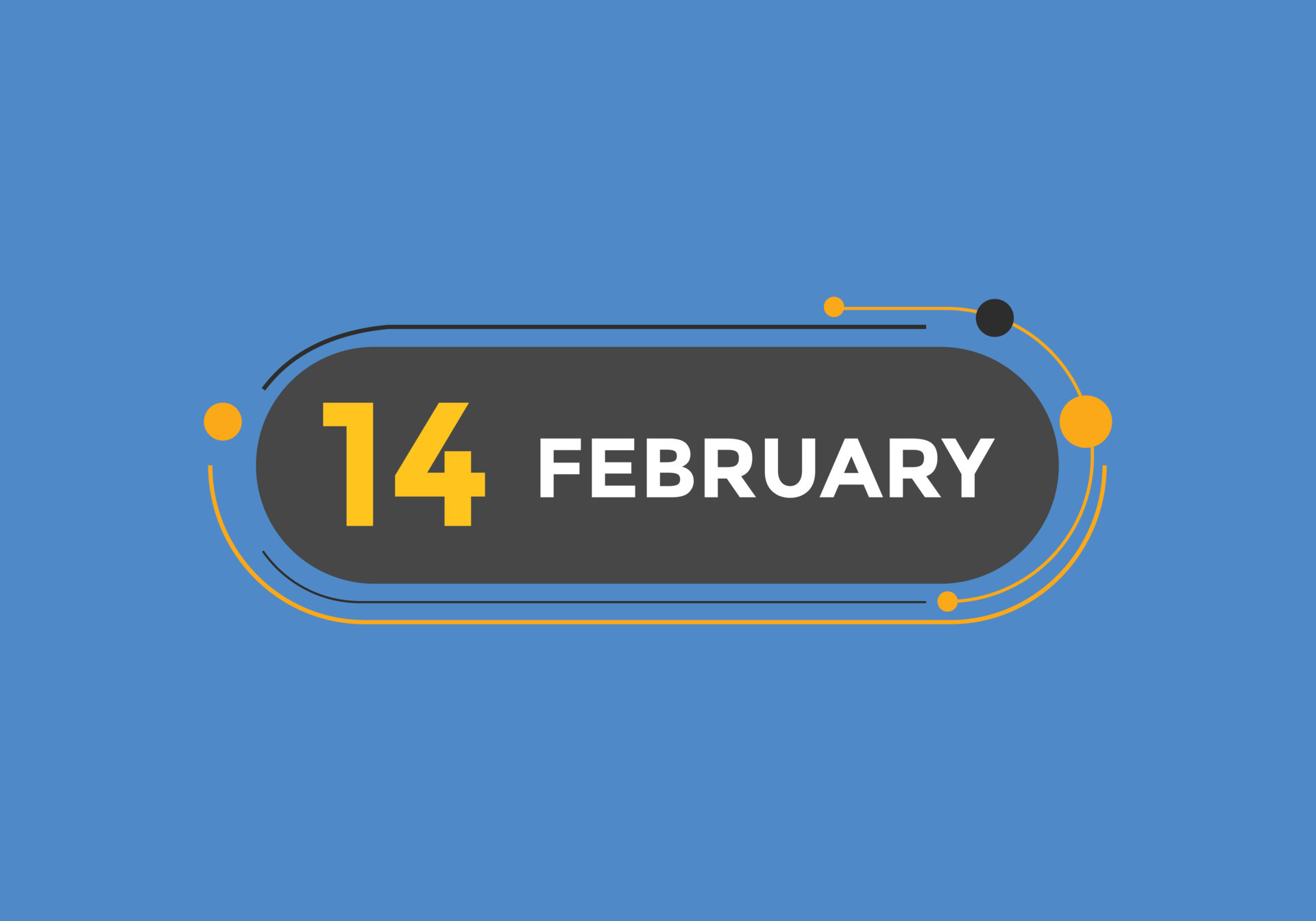 Recordatorio del calendario del 14 de febrero. Plantilla de icono de