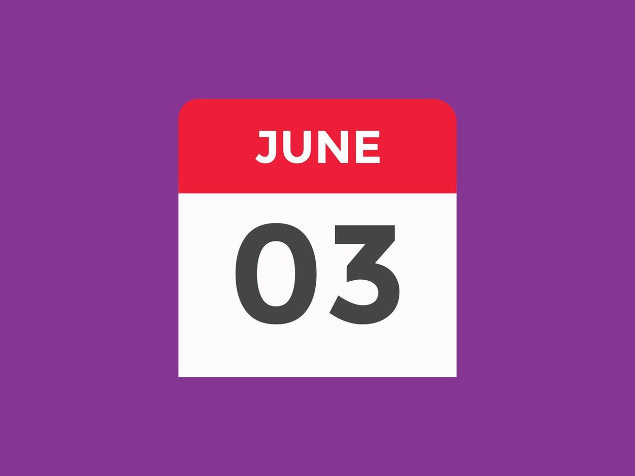 june 3 calendar reminder. 3rd june daily calendar icon template. Calendar 3rd june icon Design template. Vector illustration