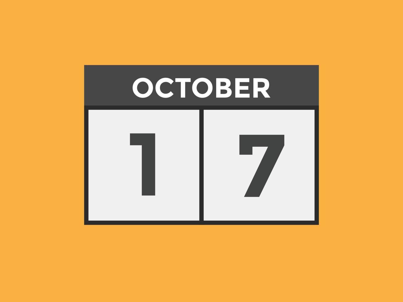 october 17 calendar reminder. 17th october daily calendar icon template. Calendar 17th october icon Design template. Vector illustration