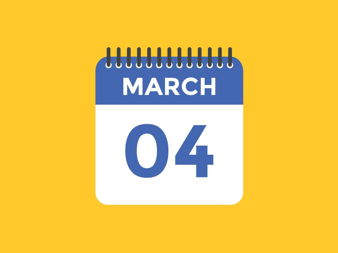 march 4 calendar reminder. 4th march daily calendar icon template. Calendar 4th march icon Design template. Vector illustration