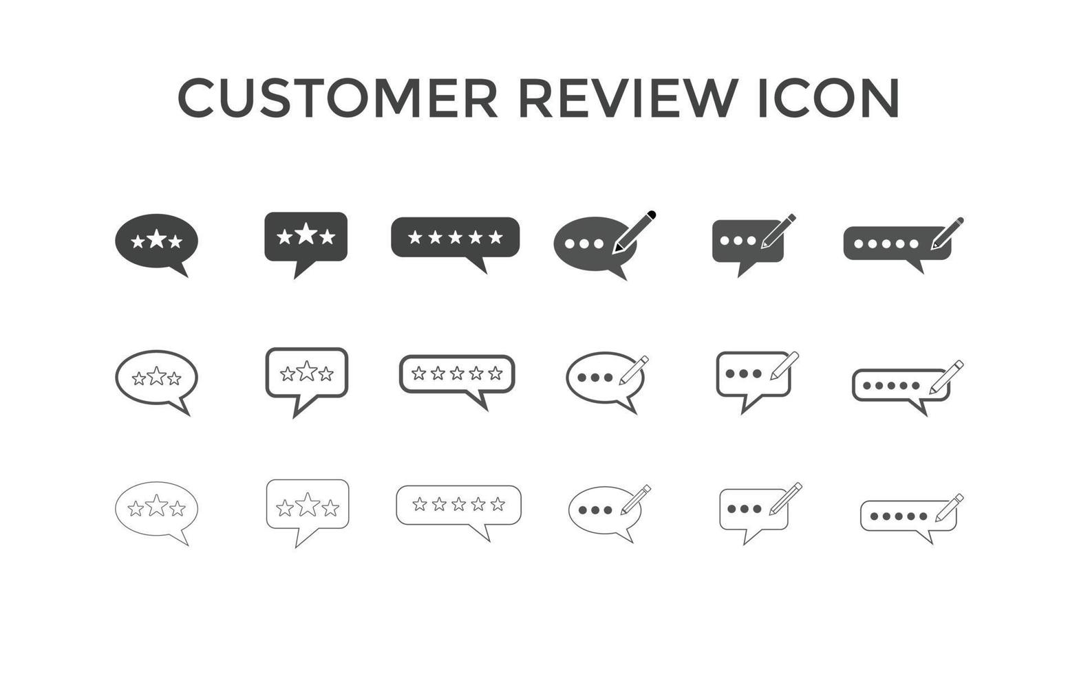 conjunto de comentarios o iconos de revisión del cliente ilustración vectorial. símbolo de signo de revisión de 5 estrellas del cliente para seo, web y aplicaciones móviles vector