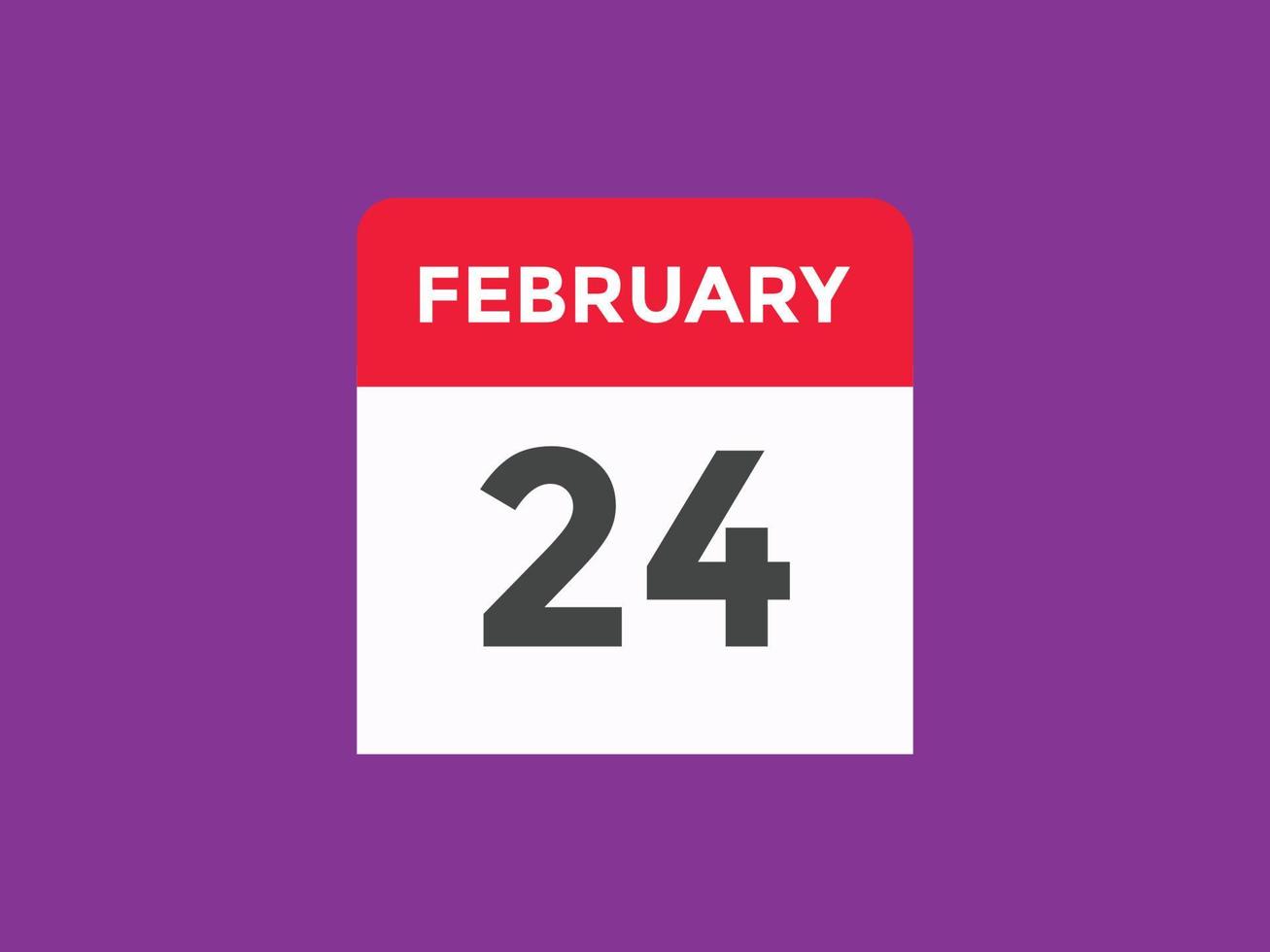 february 24 calendar reminder. 24th february daily calendar icon template. Calendar 24th february icon Design template. Vector illustration