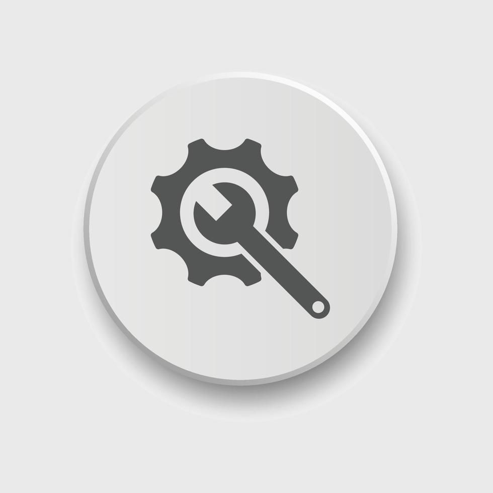 conjunto de iconos de engranaje y llave inglesa ilustración vectorial. paquete de iconos de herramientas de servicio para ui, redes sociales, sitio web aislado en fondo blanco. icono de configuración de estilo plano. vector