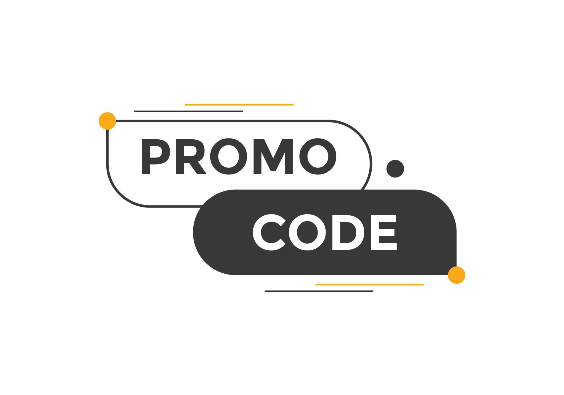 Promo code button. Promo code speech bubble. Promo code text web