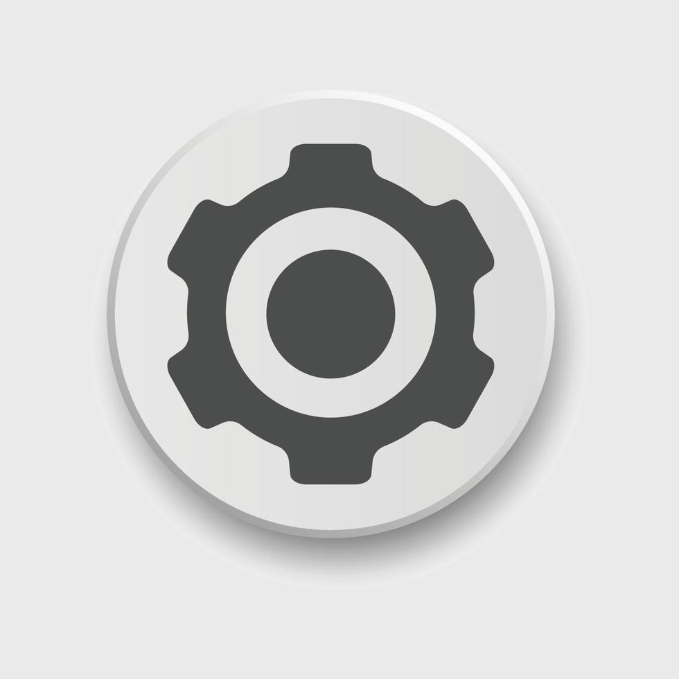 icono de configuración para aplicaciones o interfaz web con botón. conjunto de configuraciones, equipo, vector de icono de cog con botón. signo de ajuste de estilo plano o engranaje con botón