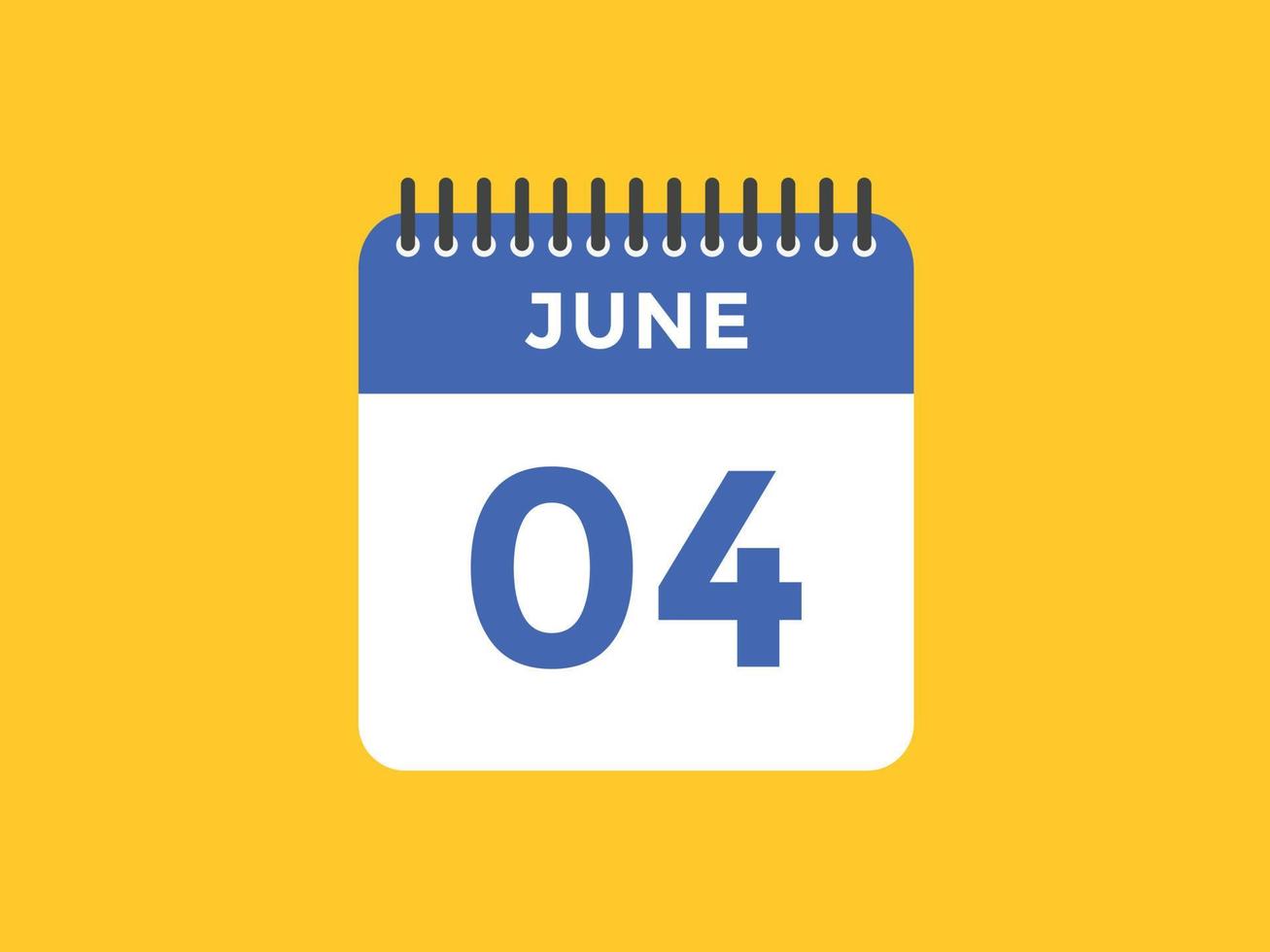 june 4 calendar reminder. 4th june daily calendar icon template