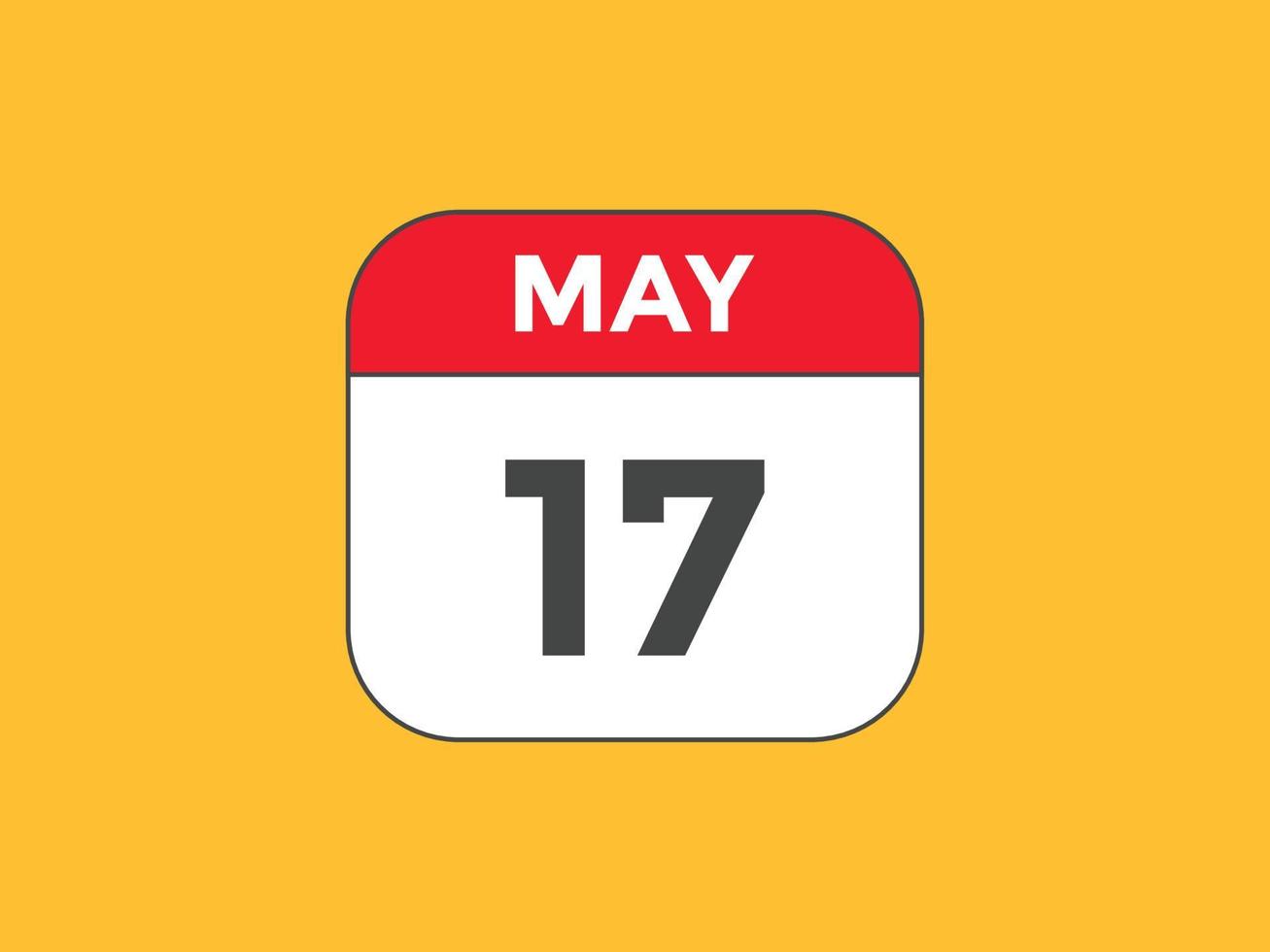 may 17 calendar reminder. 17th may daily calendar icon template. Calendar 17th may icon Design template. Vector illustration