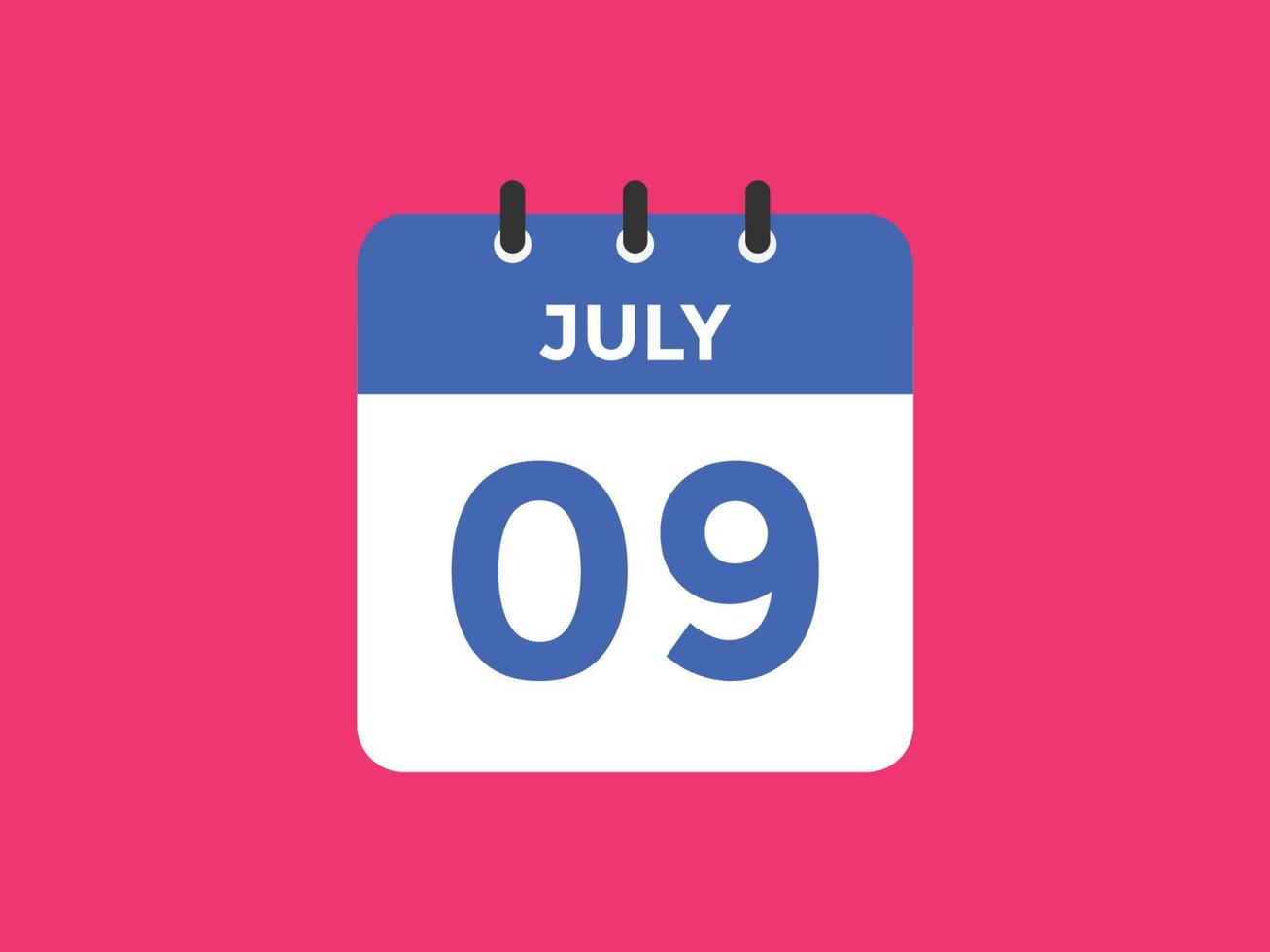 july 9 calendar reminder. 9th july daily calendar icon template. Calendar 9th july icon Design template. Vector illustration