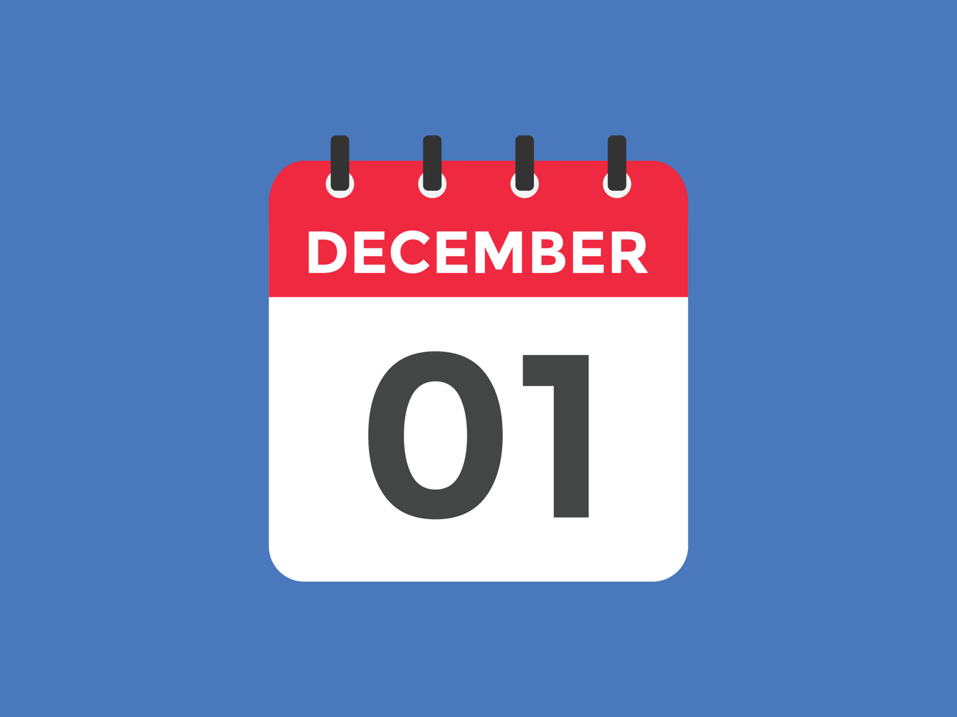 Recordatorio del calendario del 1 de diciembre. Plantilla de icono de calendario diario del 1 de