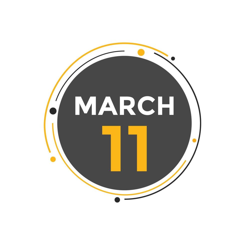 march 11 calendar reminder. 11th march daily calendar icon template. Calendar 11th march icon Design template. Vector illustration