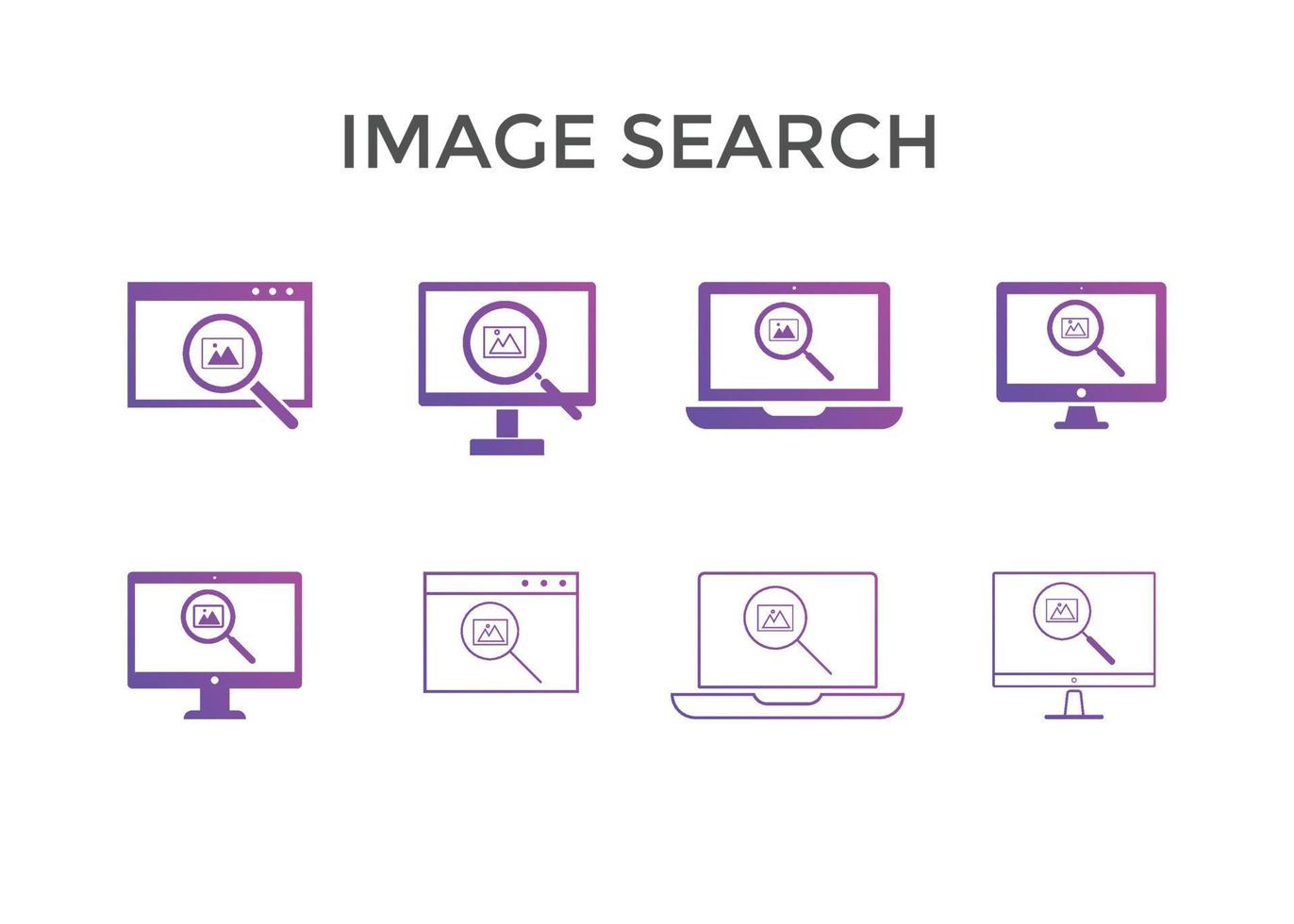 Set of search image icon Vector illustration. Picture, Camera icon