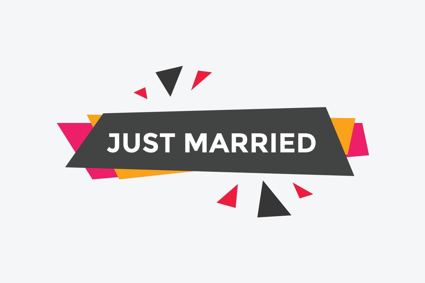 Just married text web template button. Just married Colorful label sign template. speech bubble vector