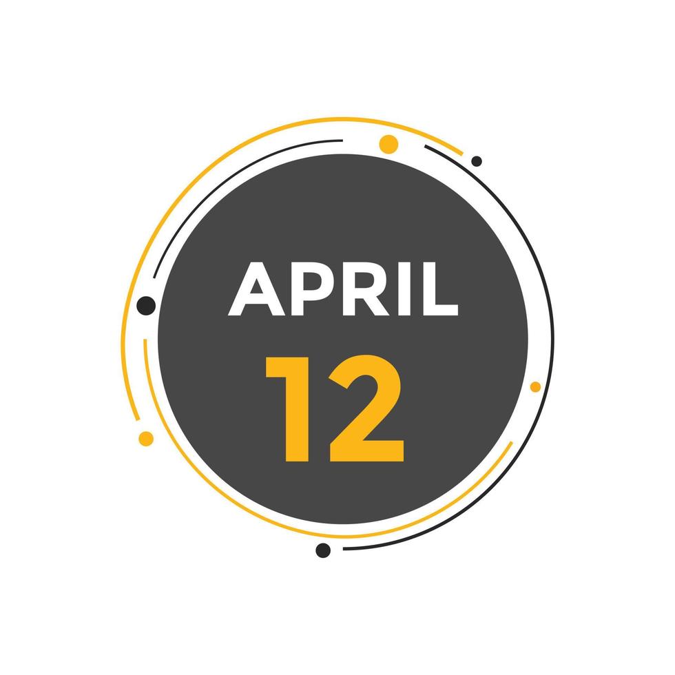 april 12 calendar reminder. 12th april daily calendar icon template. Calendar 12th april icon Design template. Vector illustration