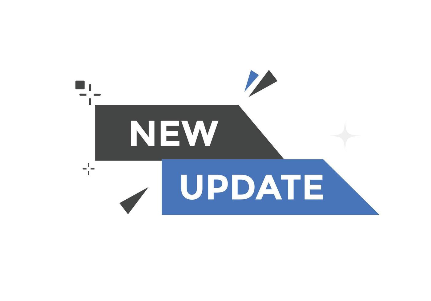 New update text web template. Vector Illustration. New update button. New update speech bubble