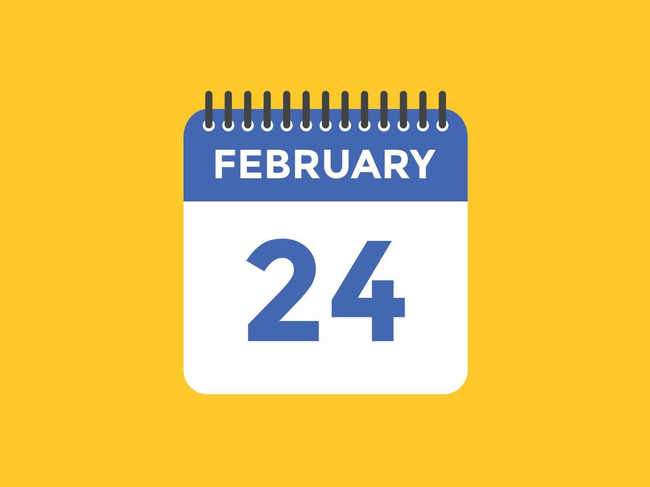 february 24 calendar reminder. 24th february daily calendar icon template. Calendar 24th february icon Design template. Vector illustration