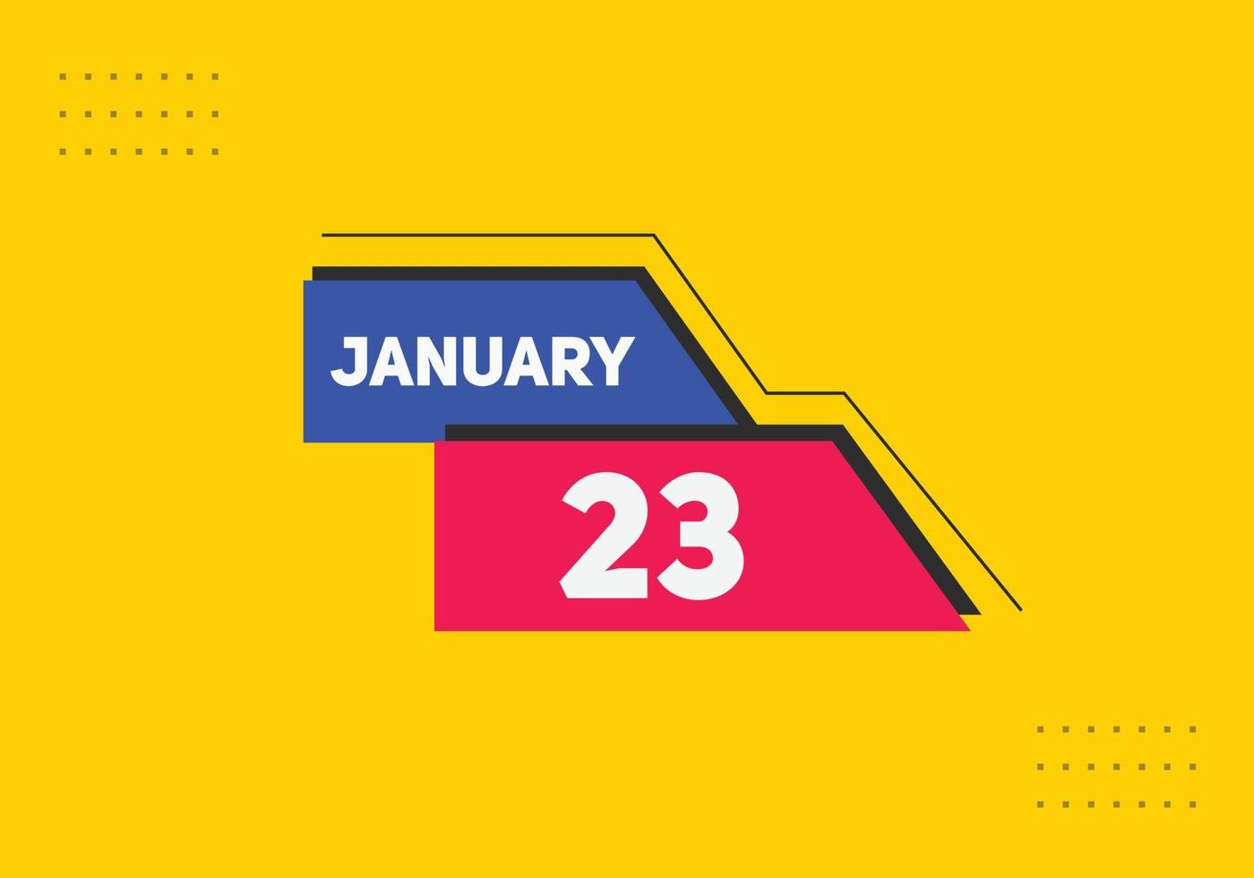 january 23 calendar reminder. 23th january daily calendar icon template. Calendar 23th january icon Design template. Vector illustration