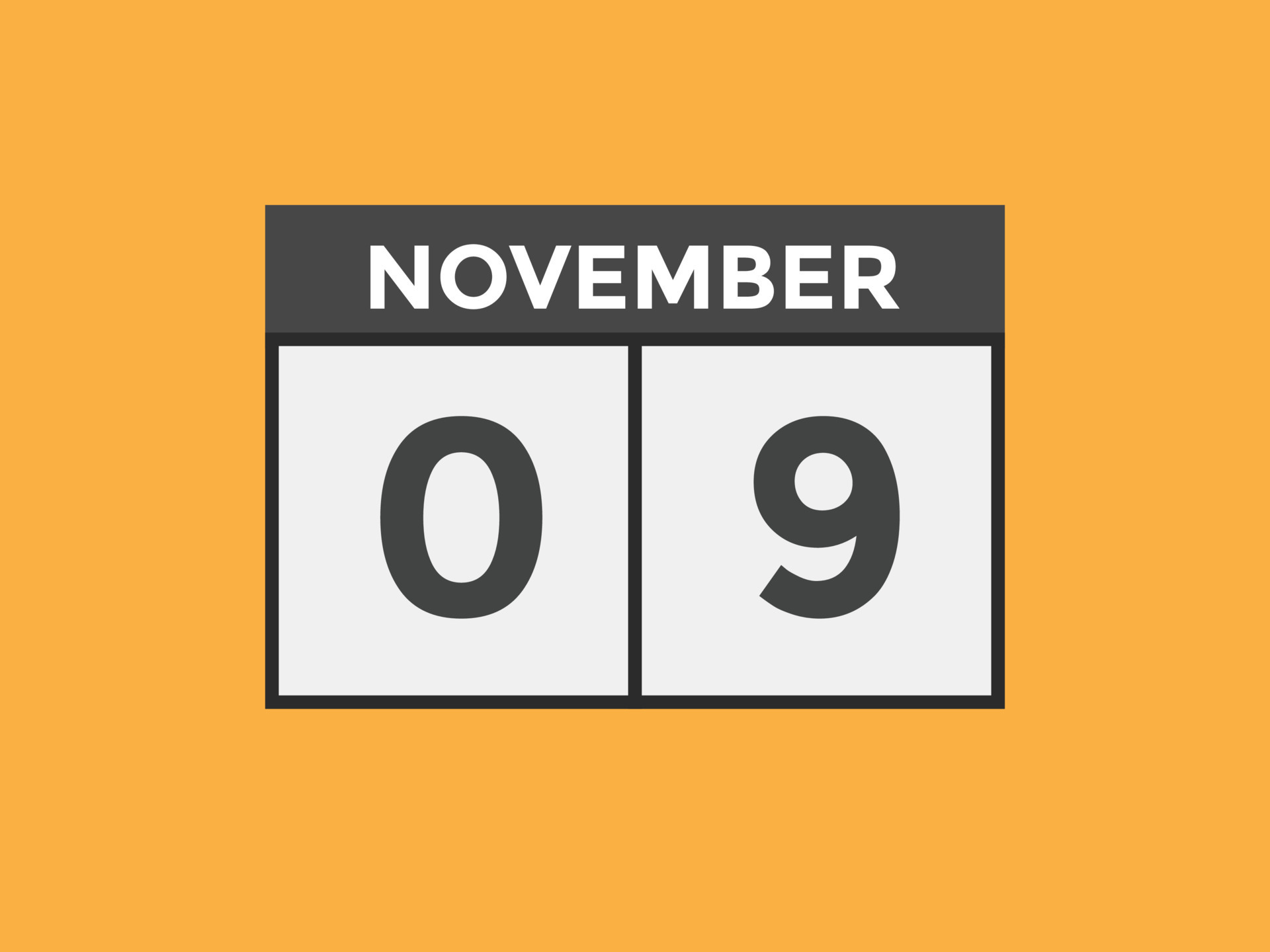 Recordatorio del calendario del 9 de noviembre. Plantilla de icono de calendario diario del 9 de
