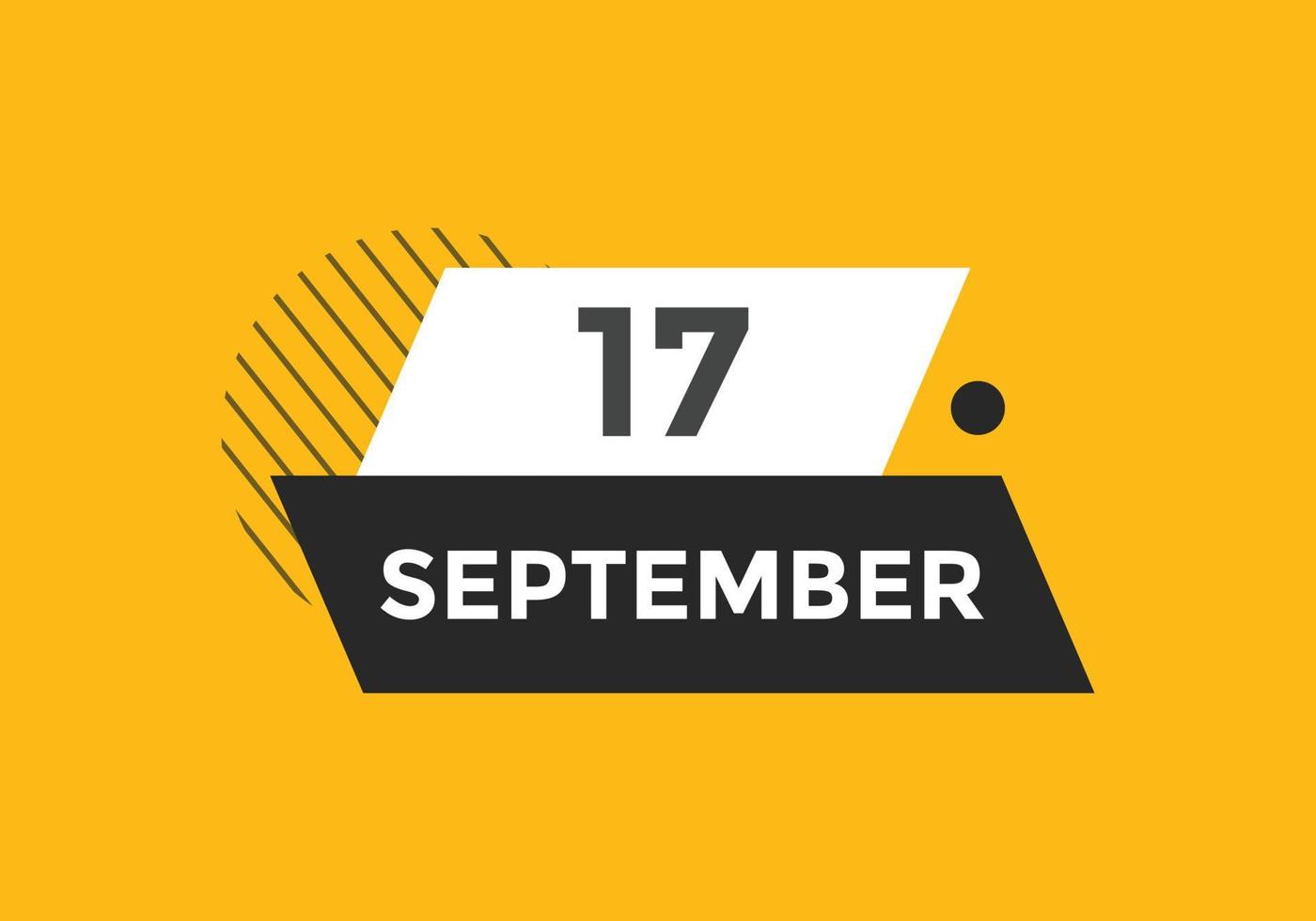 september 17 calendar reminder. 17th september daily calendar icon template. Calendar 17th september icon Design template. Vector illustration