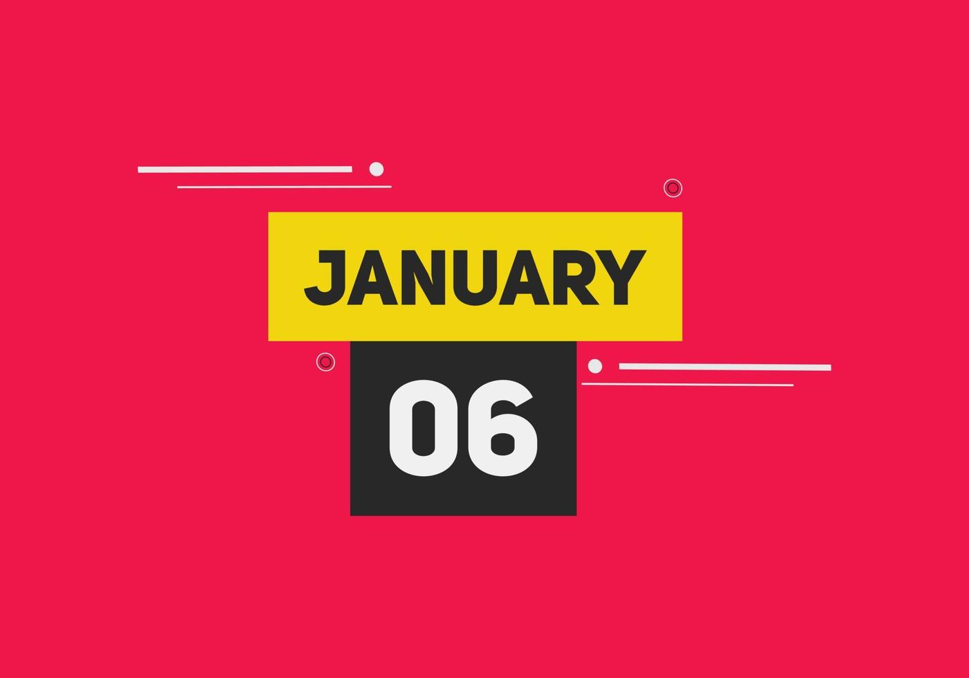 january 6 calendar reminder. 6th january daily calendar icon template. Calendar 6th january icon Design template. Vector illustration