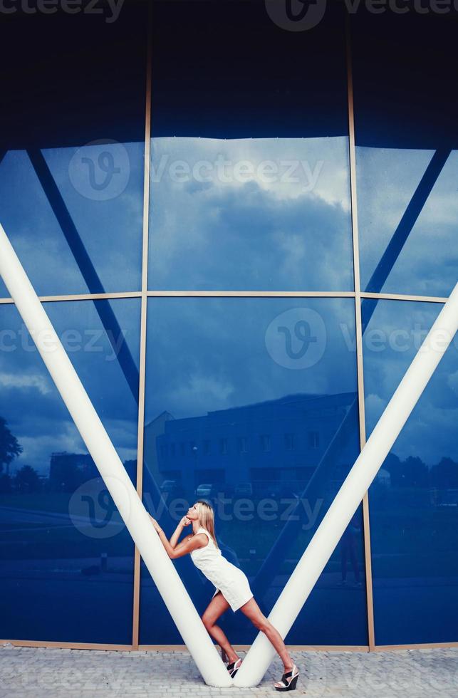 fashion woman in casual white dress photo