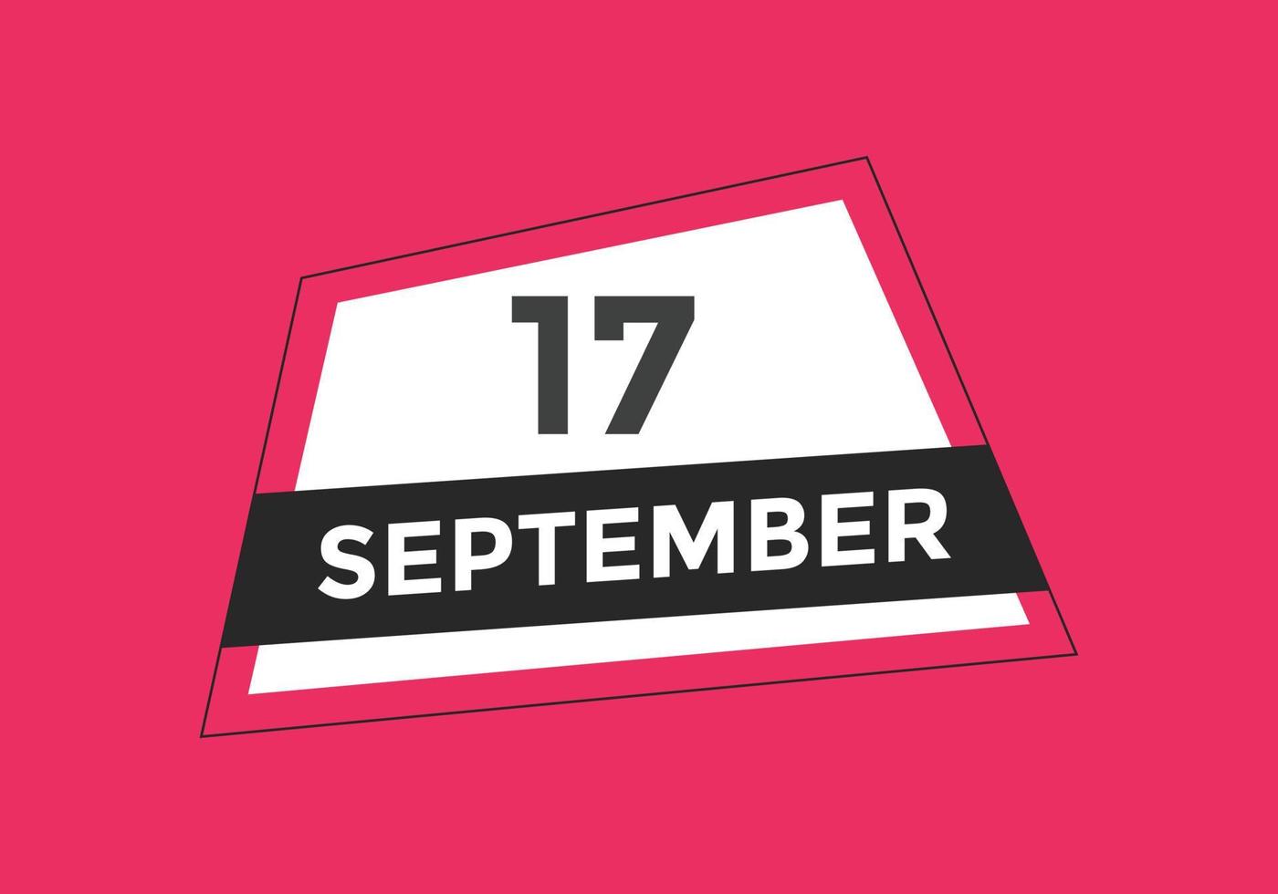 september 17 calendar reminder. 17th september daily calendar icon template. Calendar 17th september icon Design template. Vector illustration