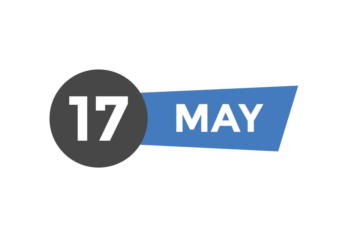 may 17 calendar reminder. 17th may daily calendar icon template. Calendar 17th may icon Design template. Vector illustration
