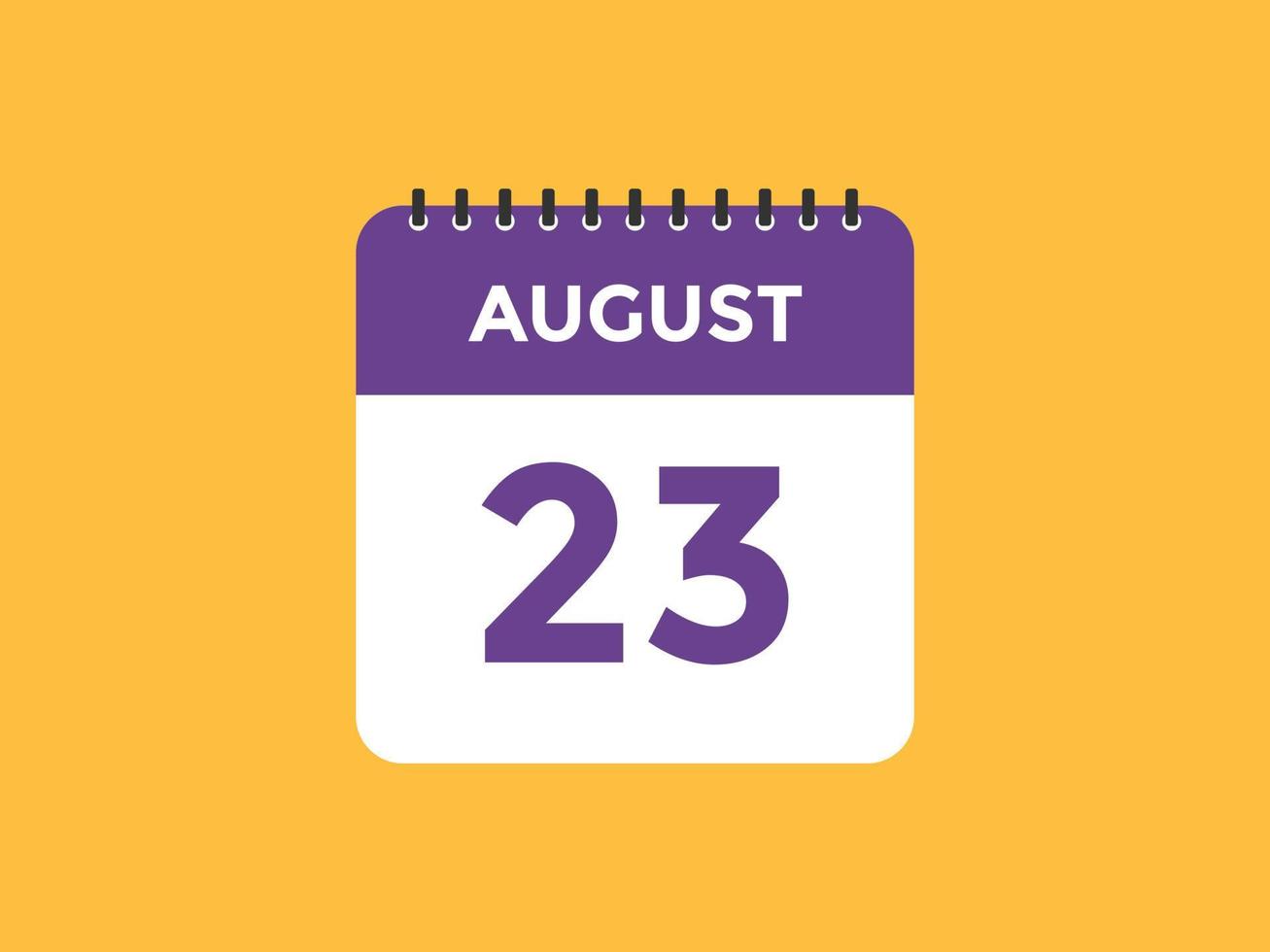 august 23 calendar reminder. 23th august daily calendar icon template. Calendar 23th august icon Design template. Vector illustration