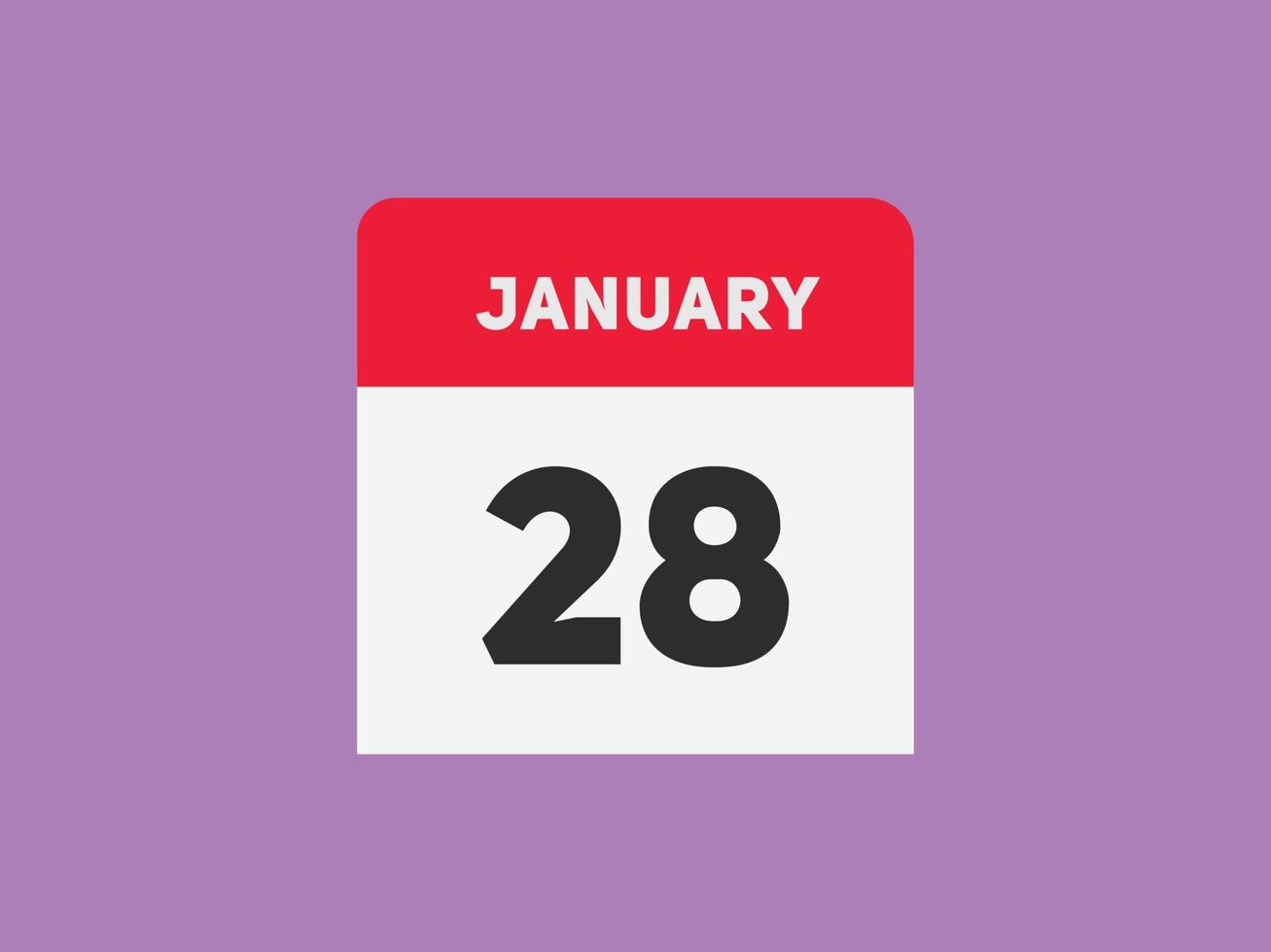 Recordatorio del calendario del 28 de enero. Plantilla de icono de calendario diario del 28 de enero. plantilla de diseño de icono de calendario 28 de enero. ilustración vectorial vector