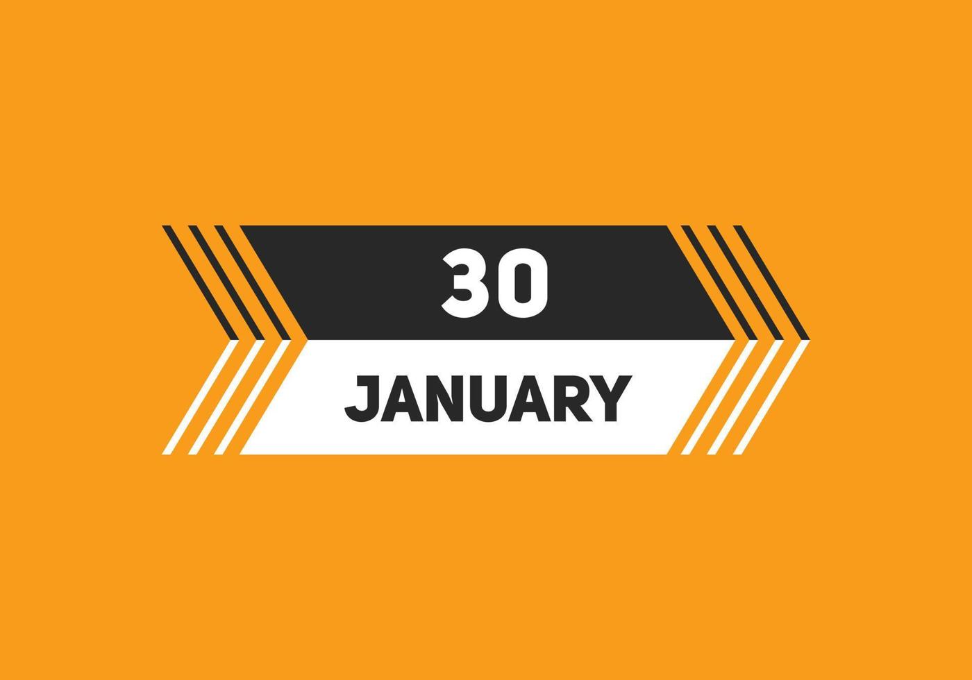 Recordatorio del calendario del 30 de enero. Plantilla de icono de calendario diario del 30 de enero. plantilla de diseño de icono de calendario 30 de enero. ilustración vectorial vector