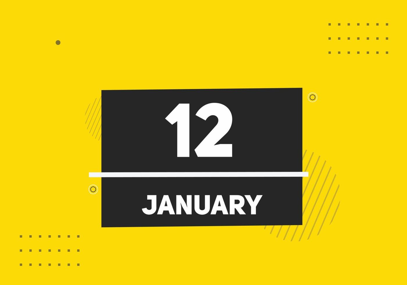 january 12 calendar reminder. 12th january daily calendar icon template. Calendar 12th january icon Design template. Vector illustration