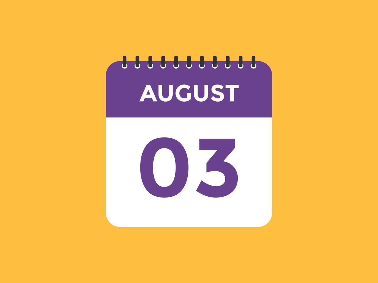 august 3 calendar reminder. 3rd august daily calendar icon template. Calendar 3rd august icon Design template. Vector illustration 11057221 Vector Art at Vecteezy