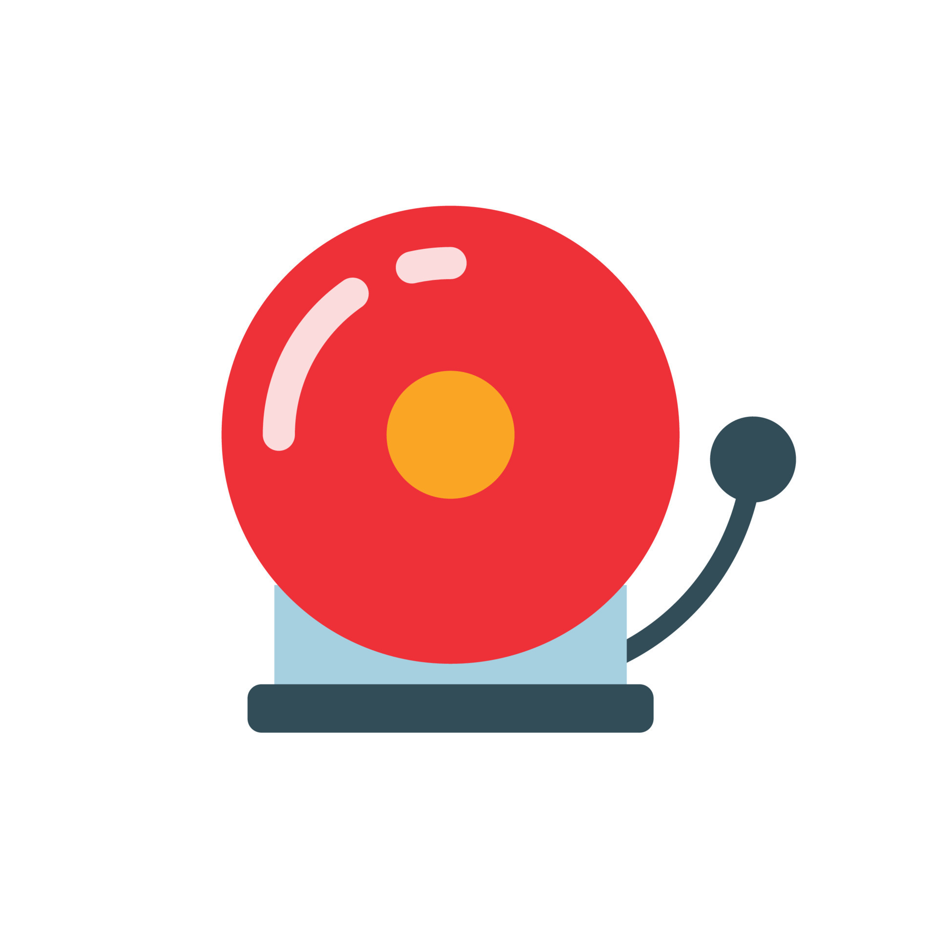 Red fire alarm bell icon. An electric bell sounds to alert you in the