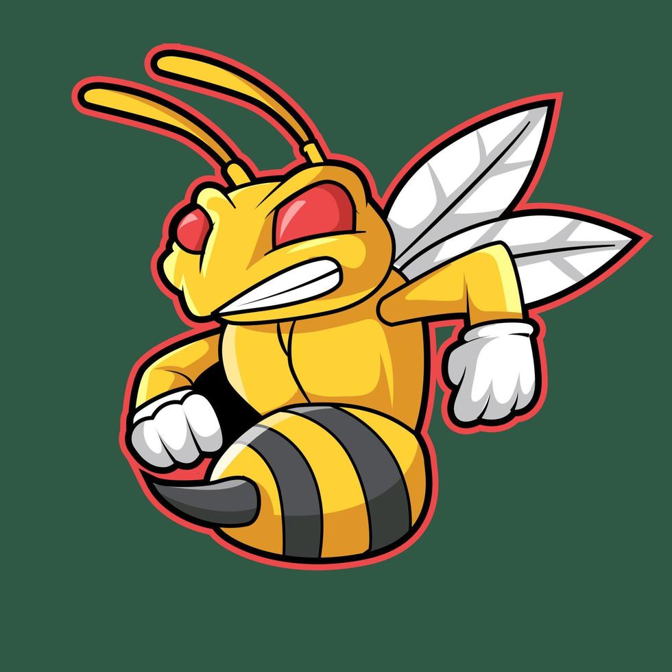 bee mascot logo cartoon illustration vector