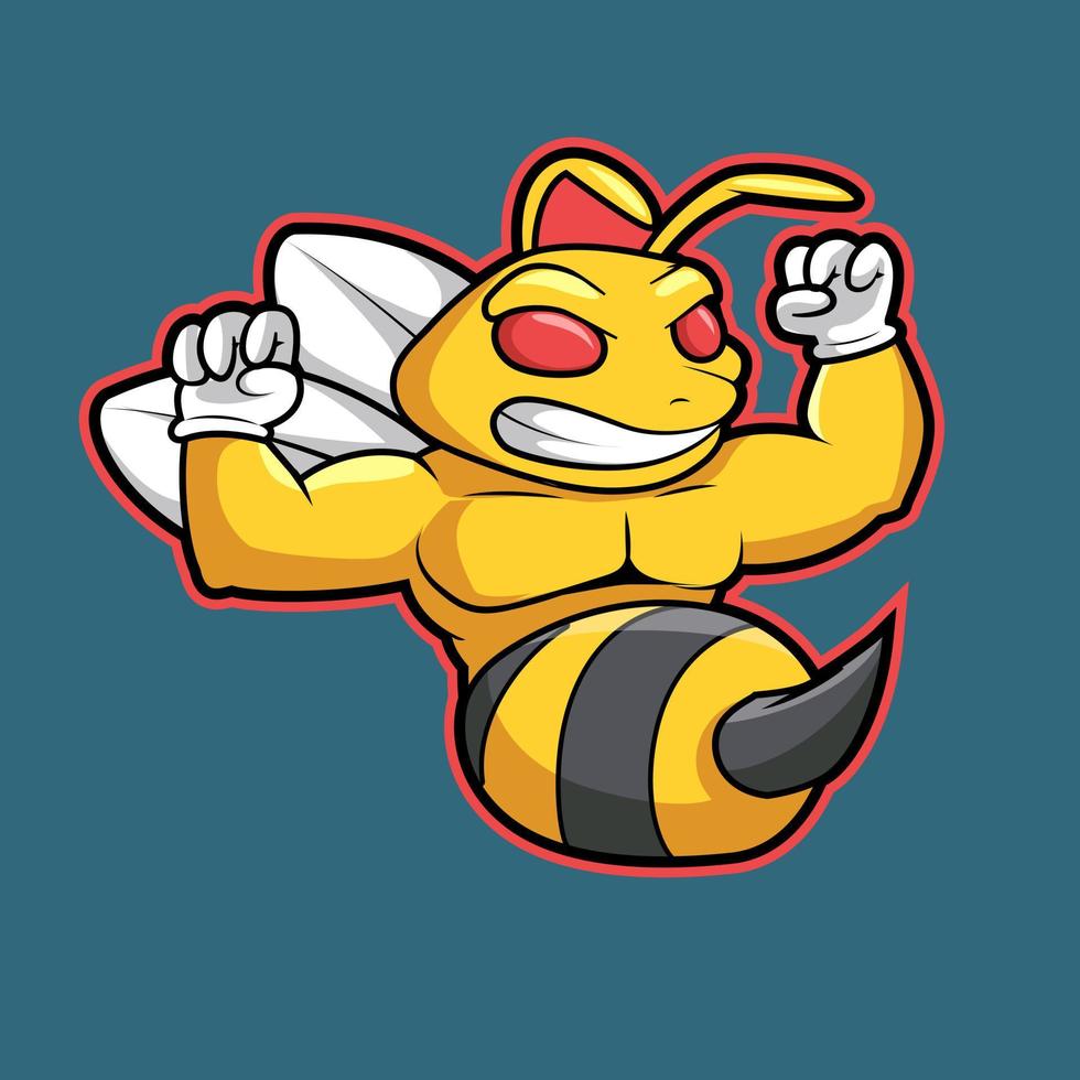 bee mascot logo cartoon illustration vector