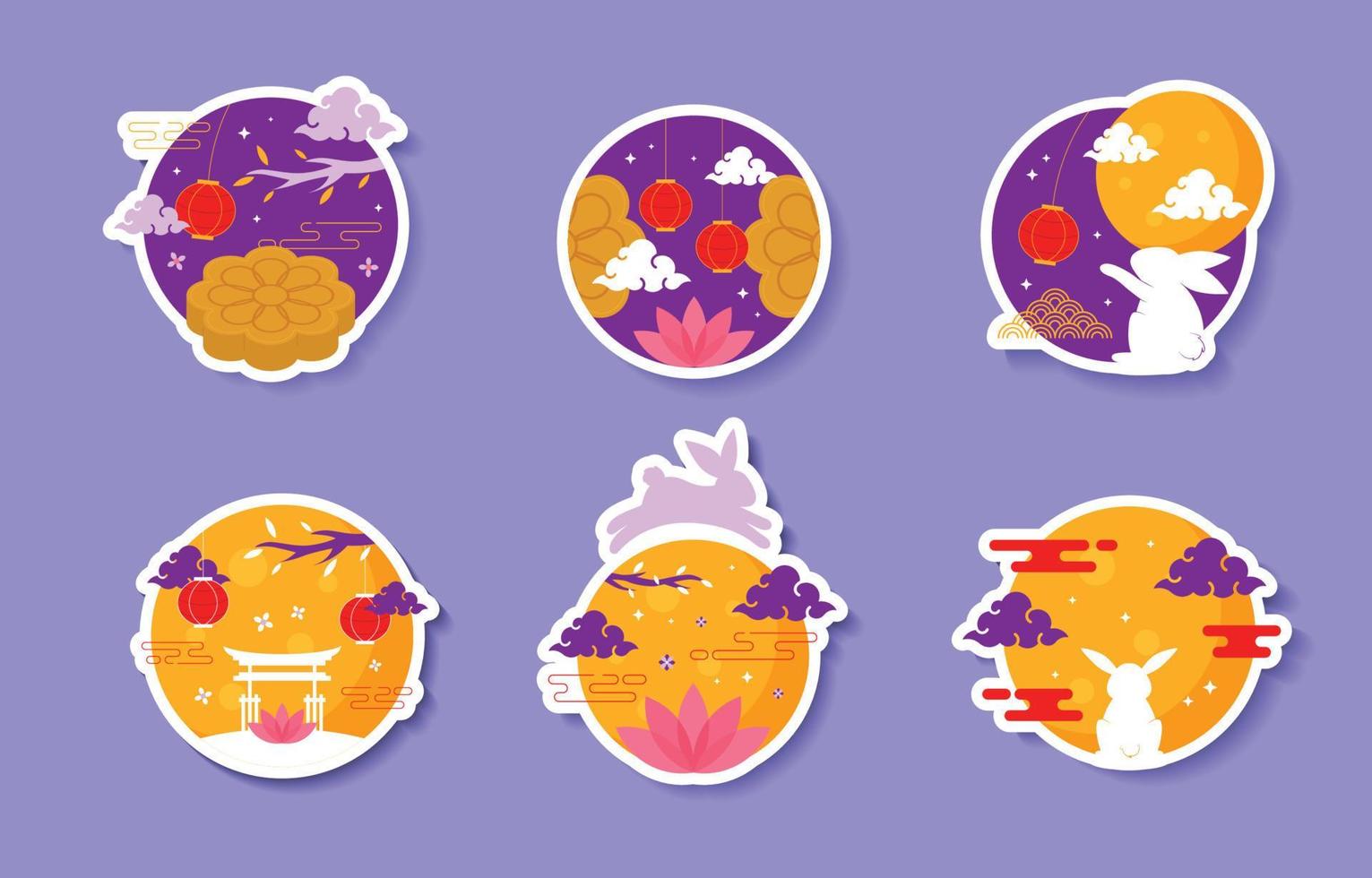 Mid Autumn Stickers Set vector