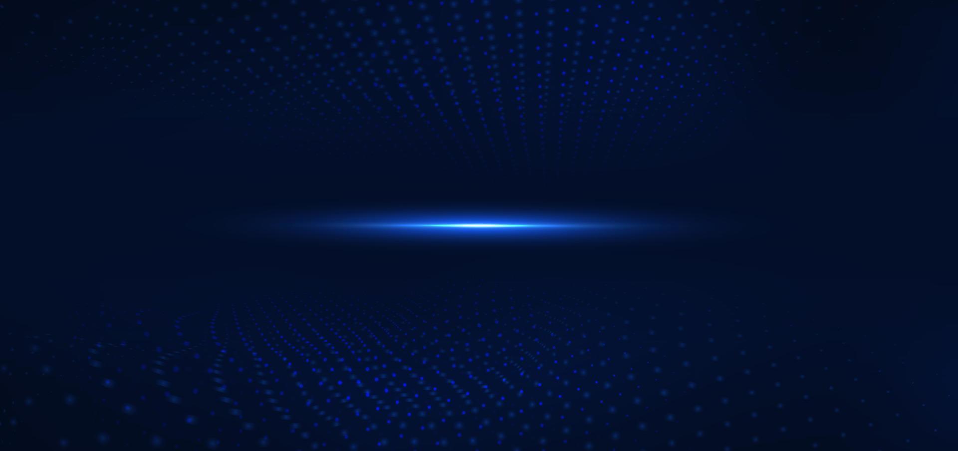 Abstract technology futuristic digital concept dot pattern with lighting glowing particles on dark blue background. vector