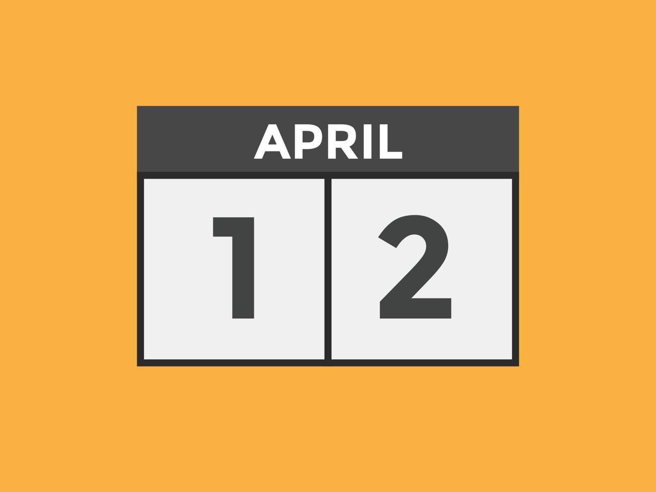 april 12 calendar reminder. 12th april daily calendar icon template.  Calendar 12th april icon Design template. Vector illustration 11052498  Vector Art at Vecteezy